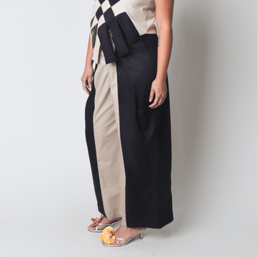 Lakbay Pants Two-Tone Black & Sand Fashion Rags2Riches