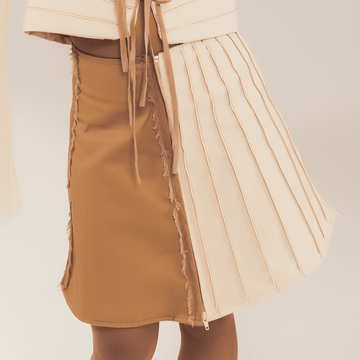 Sinag 4-Way Mini Skirt Off-white & Tan Fashion R2R On Repeat