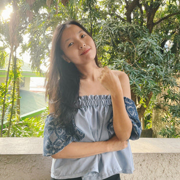 On-Off Shoulder Top Blue Pinilian Navy Fashion Rags2Riches