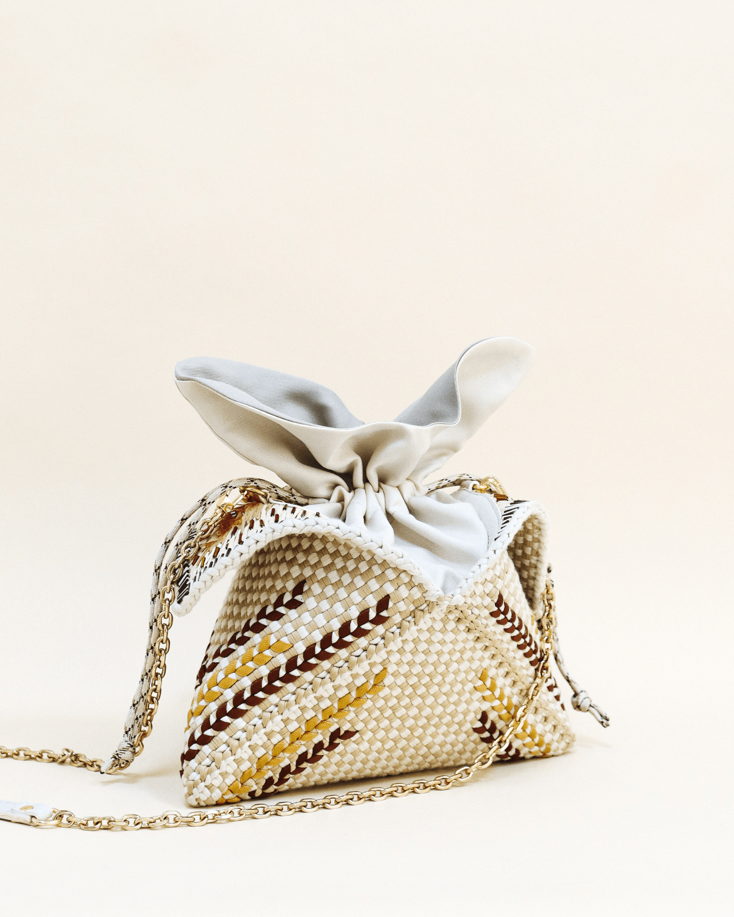 Malagos Drawstring Bag Beige Fashion Rags2Riches