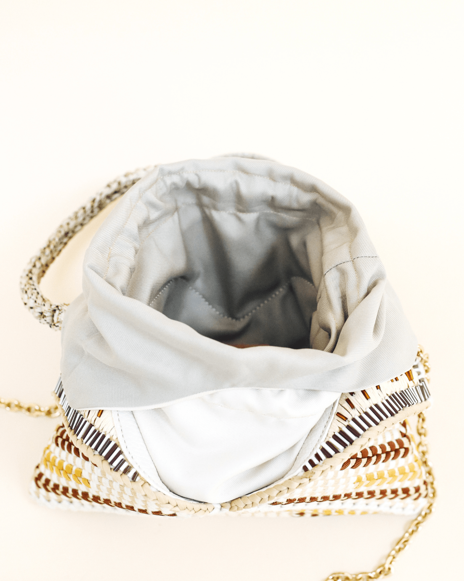 Malagos Drawstring Bag Beige Fashion Rags2Riches