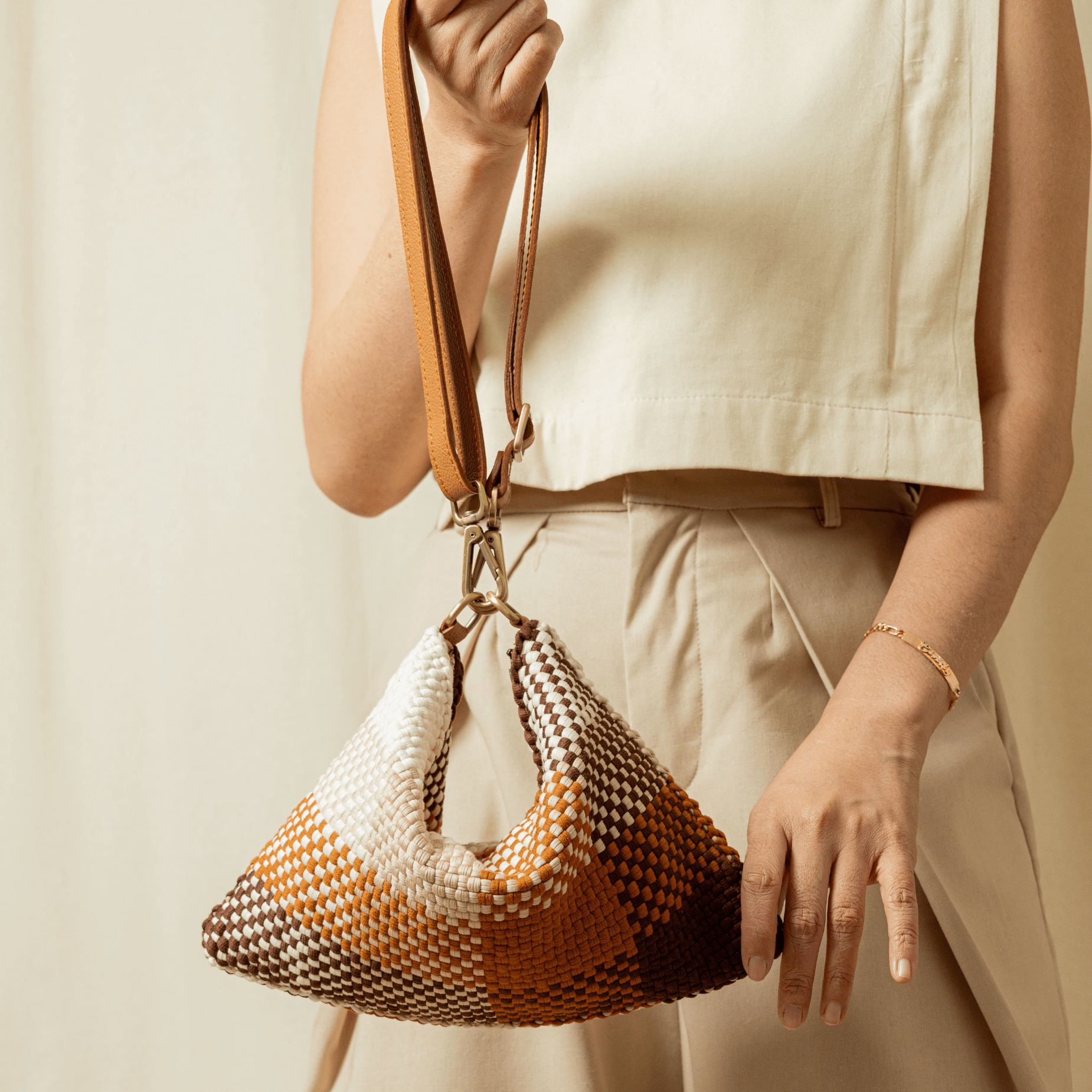 [Ready Today] Fortune Cookie Micro Hobo Blocks Sunrise Fashion Rags2Riches