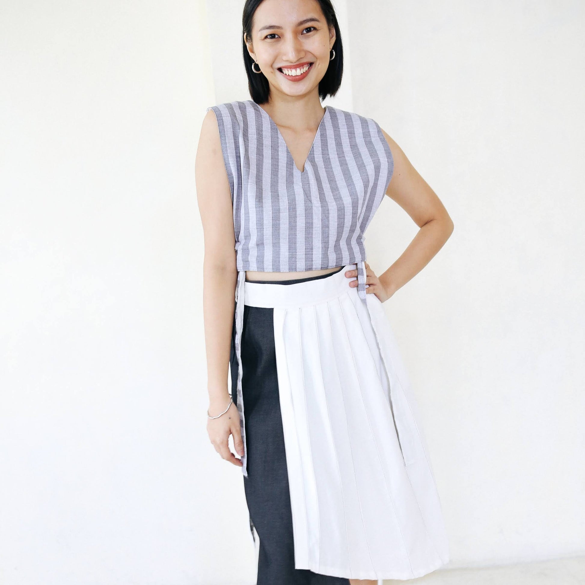 [SAMPLE] Rose Wrap Skirt Chambray Black Fashion R2R On Repeat