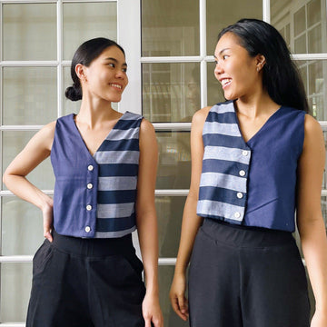 4-Way Top Navy with Kantarines Wide Stripes Navy