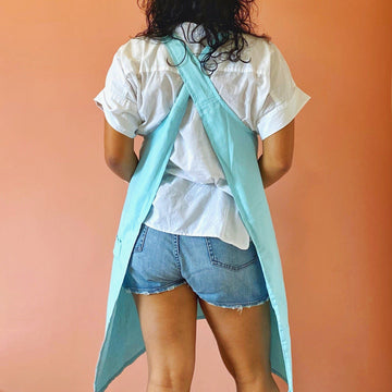 Smock Apron Light Blue Linen