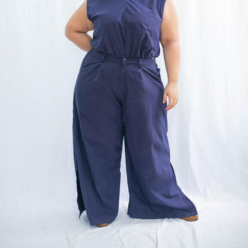 The Wide Pleated Trousers Navy