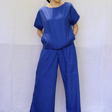 The Wide Pleated Trousers Royal Blue